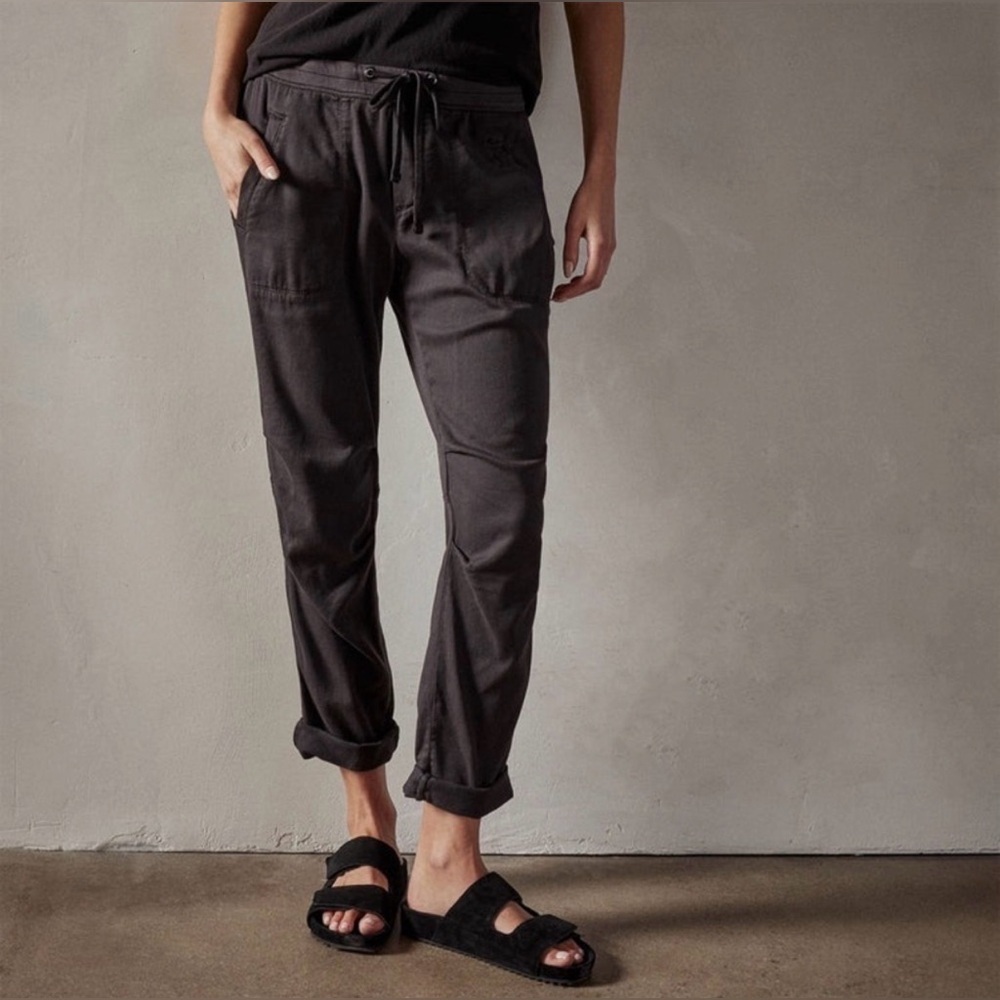 James Perse Soft Drape Twill Utility Pants 0 Xs Black Minimal Lounge Lagenlook